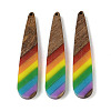 Pride Rainbow Theme Resin & Walnut Wood Pendants WOOD-K012-05B-1