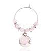 Natural Rose Quartz Wine Glass Charms AJEW-JO00154-01-1