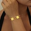 Brass Flat Round Link Chain Bracelets for Women FE8262-1-3