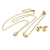 Round Plastic Imitation Pearl Pendant Necklaces & Bracelets & Stud Earrings Sets SJEW-C004-03G-1