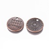 Tibetan Style Alloy Flat Round Carved Word Never Give Up Pendants X-TIBEP-12585-R-NR-2