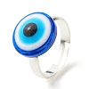 Flat Round with Evil Eye Resin Adjustable Ring RJEW-JR00406-5