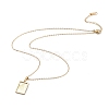 304 Stainless Steel Rectangle Pendant Necklace with Box Chains for Women NJEW-I123-02A-1