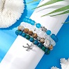 Synthetic Chrysocolla & Quartz Crystal & Glass & Alloy Beads Bracelets BJEW-JB10987-3