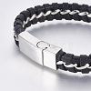 Leather Braided Cord Bracelets BJEW-E350-08B-3
