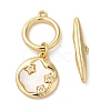 Rack Plating Brass Micro Pave Clear Cubic Zirconia Toggle Clasps KK-E084-10G-1