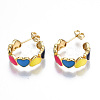 Brass Enamel Stud Earrings EJEW-T014-04G-NF-2