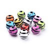 Mixed Color Zebra Striped Style Chunky Bubblegum Acrylic Round Solid Beads for Necklace Jewelry X-SACR-C020-53-2