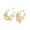 Brass Cube Beaded Crescent Moon Stud Earrings EJEW-P205-01G-2