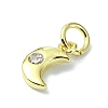 Moon Theme Brass Micro Pave Clear Cubic Zirconia Charms KK-H475-57G-12-2