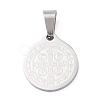 Non-Tarnish Trendy Necklace Findings Flat Round with San Benito 304 Stainless Steel Charms Pendants STAS-L012-A08P-2