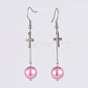 Glass Pearl Dangle Earrings EJEW-JE03965-05-2