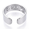304 Stainless Steel Word King Open Cuff Ring for Women RJEW-T027-09P-4