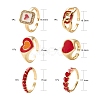 6Pcs 6 Style Brass Cuff Rings RJEW-LS0001-05-3