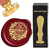 Brass Wax Seal Stamps with Rosewood Handle AJEW-WH0412-0155-1