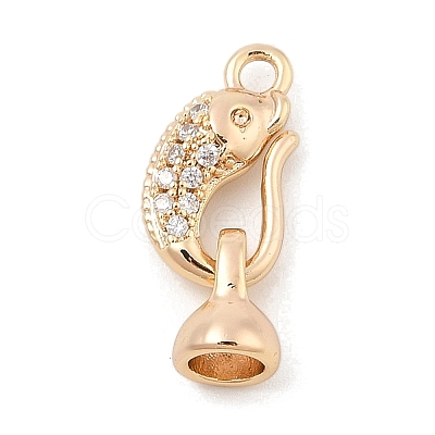 Brass Micro Pave Clear Cubic Zirconia Hook and S-hook Clasps KK-C080-01G-1