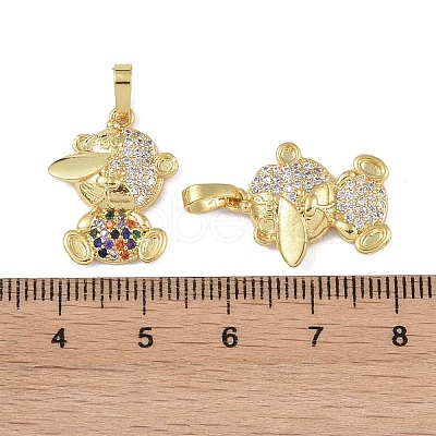 Brass Micro Pave Cubic Zirconia Pendants KK-P266-09G-1