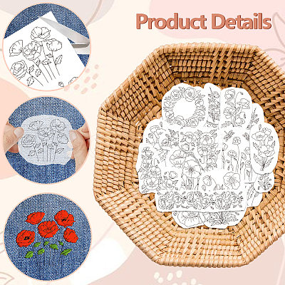 4 Sheets 11.6x8.2 Inch Stick and Stitch Embroidery Patterns DIY-WH0455-145-1