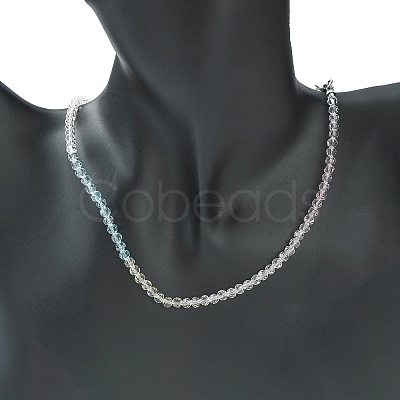 Bling Glass Round Beaded Necklace for Women NJEW-PH01490-02-1