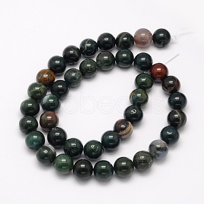 Natural Bloodstone Beads Strands G-N0166-04-10mm-1