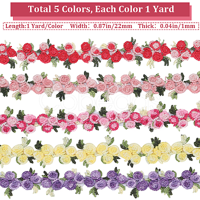 Gorgecraft 5 Yards 5 Colors Polyester Ribbon for Jewelry Making OCOR-GF0003-13-1