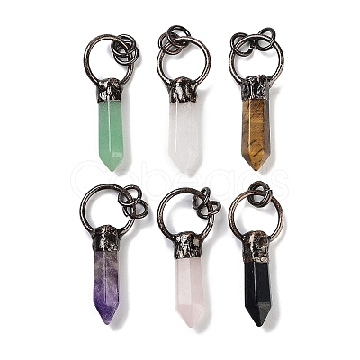 Natural Mixed Stone Faceted Pointed Bullet Pendants G-A221-03-1