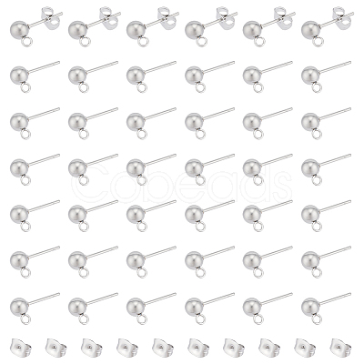 Unicraftale 100Pcs 304 Stainless Steel Ball Post Stud Earring Findings STAS-UN0056-39-1