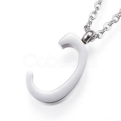 Non-Tarnish 304 Stainless Steel Initial Pendant Necklaces NJEW-P151-C-P-1