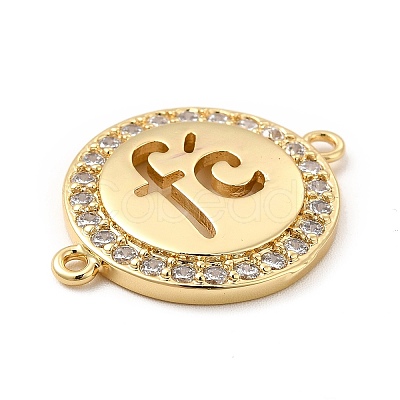 Eco-Friendly Rack Plating Brass Micro Pave Clear Cubic Zirconia Connector Charms KK-F847-03G-1