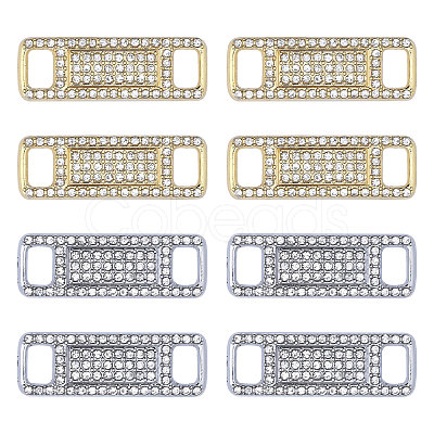 Globleland 8Pcs 2 Colors Alloy Rhinestone Shoelace Buckle FIND-GL0001-76-1