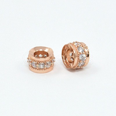 Brass Cubic Zirconia Beads ZIRC-F001-107RG-1