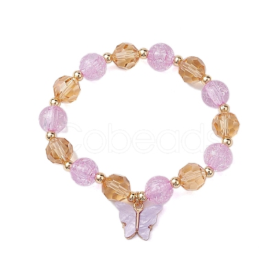 10mm Round Imitation Austrian Crystal & Crackle Acrylic Beaded Stretch Bracelets BJEW-JB10556-02-1