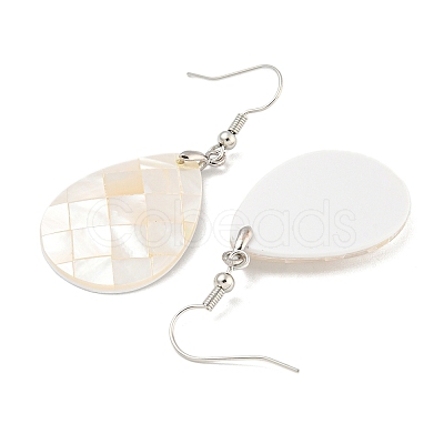 Rack Plating Brass Natural White Shell Dangle Earrings EJEW-N055-52B-1