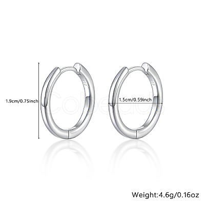 Anti-Tarnish Rhodium Plated Platinum 925 Sterling Silver Hoop Earrings DU0168-4-1