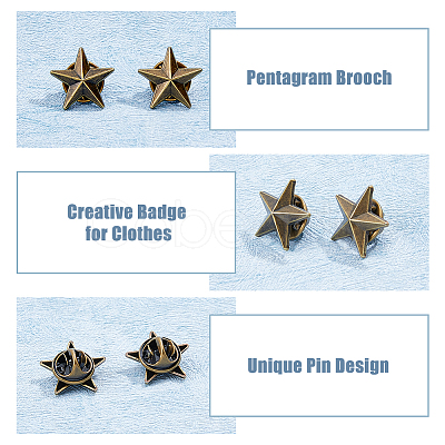 SUPERFINDINGS 24Pcs Alloy Star Lapel Pin Brooches JEWB-FH0001-37AB-1