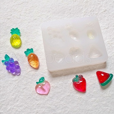 DIY Grape & Pineapple & Peach & Strawberry & Carrot Shape Cabochon Silicone Molds X-SIMO-B001-02-1