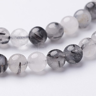 Natural Black Rutilated Quartz Beads Strands X-G-D295-6mm-1