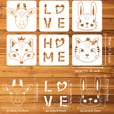 6Pcs 6 Styles Hexagon PET Hollow Out Drawing Painting Stencils DIY-WH0394-0038-1