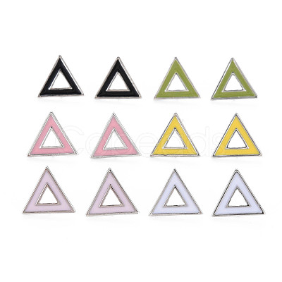 Brass with Enamel Stud Earring Findings KK-S356-673P-NF-1