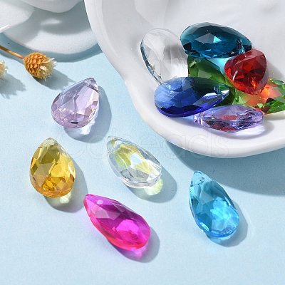 72Pcs 12 Colors Birthstone Charms Glass Pendants RGLA-ZZ0001-02-9x15mm-1