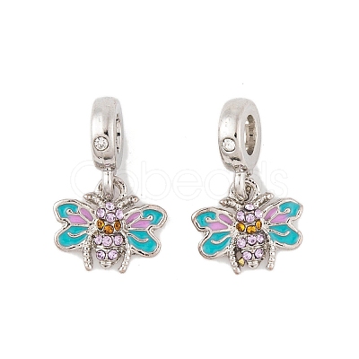 Rack Plating Alloy Rhinestone European Dangle Charms FIND-C055-21P-1