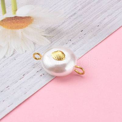 Eco-Friendly Plastic Imitation Pearl Beads Link Connectors PALLOY-JF00654-1