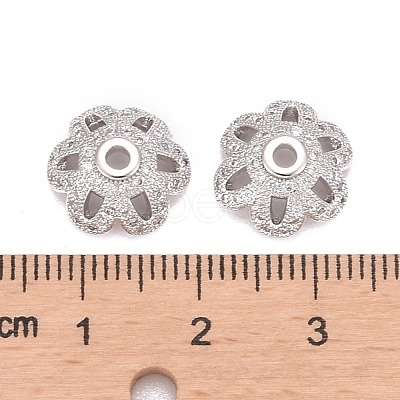 Eco-Friendly 6-Petal Flower Brass Micro Pave Cubic Zirconia Bead Caps X-ZIRC-M098-01P-FF-1