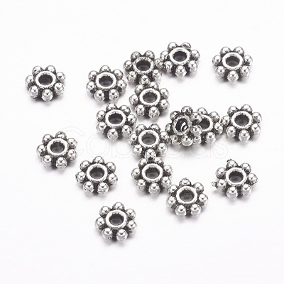 Tibetan Style Alloy Daisy Spacer Beads LF0991Y-AS-RS-1