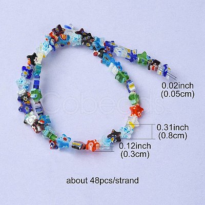 Flower Handmade Millefiori Glass Beads Strands LK-YW0001-08-1