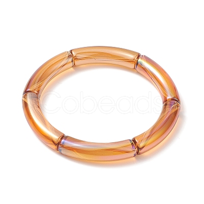 4Pcs 4 Color Acrylic Curved Tube Stretch Bracelets Set for Women BJEW-JB09305-02-1