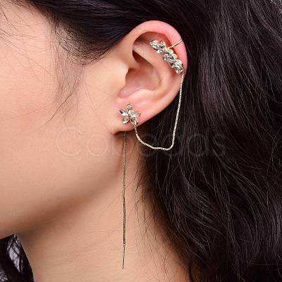 Flower Ear Cuff Wrap Climber Earrings EJEW-P193-03G-1