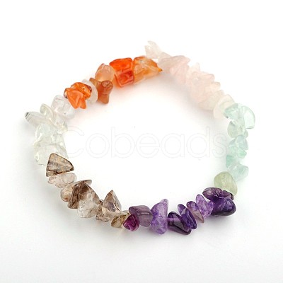 Colorful Gemstone Chips Stretch Bracelets BJEW-JB01546-1