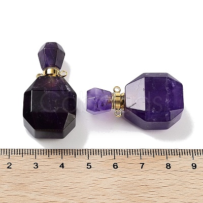 Natural Amethyst Perfume Bottle Pendants G-Q163-10G-08-1