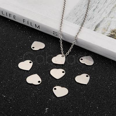 Tarnish Resistant 304 Stainless Steel Stamping Blank Tag Flat Heart Charms Pendants STAS-Q171-01-1